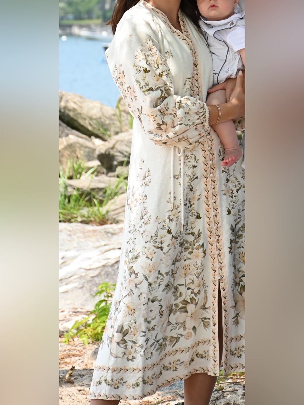 Calypso St. Barth Cream Maxi Dress with Tan Floral Print - Picture 6 of 6
